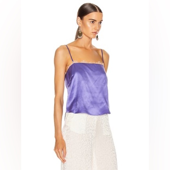 FLEUR DU MAL Silk Straight Neck Cami Purple XS - Picture 2 of 8